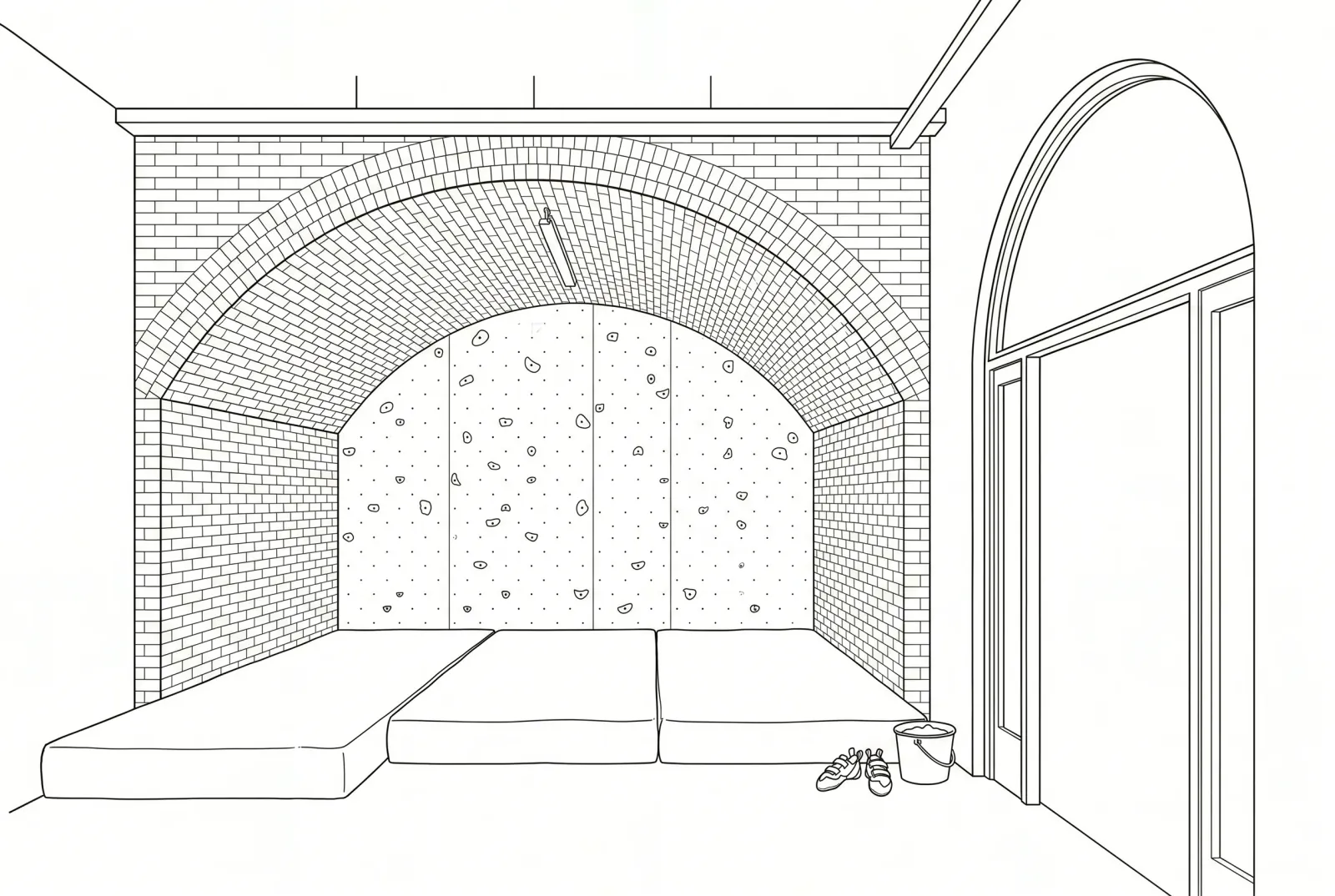 Climbing wall inside a railway arch